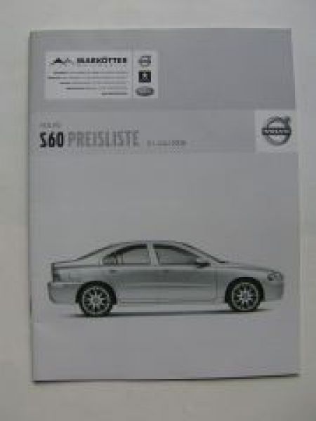 Volvo Preisliste S60 Juli 2008 NEU