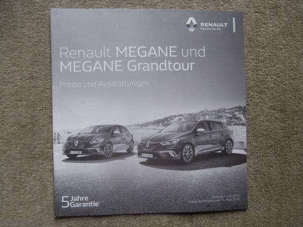 Renault Megane & Grandtour Preisliste 1.6.2019 +Limited +Bose Edition TCe 115 140 160GPF EDC Blue dCi 115 150
