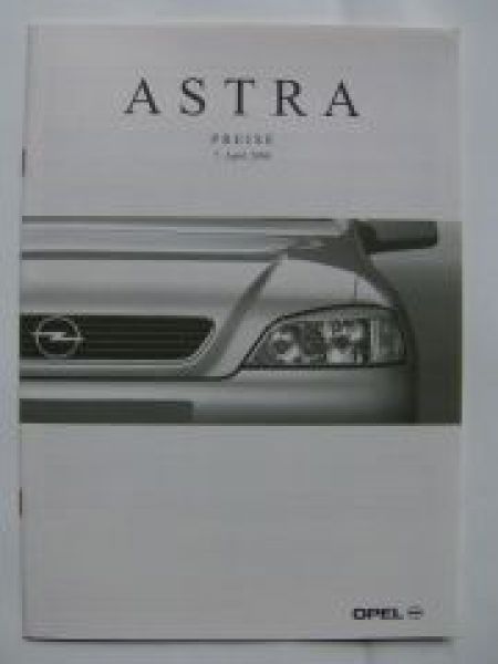 Opel Preisliste Astra Dezember 1999