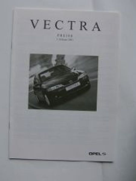 Opel Preisliste Vectra Februar 2001 NEU