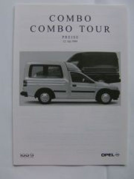 Opel Preisliste Combo +Tour Juli 1999