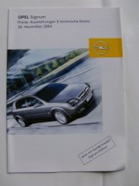 Opel Preisliste Signum 26.11.2004
