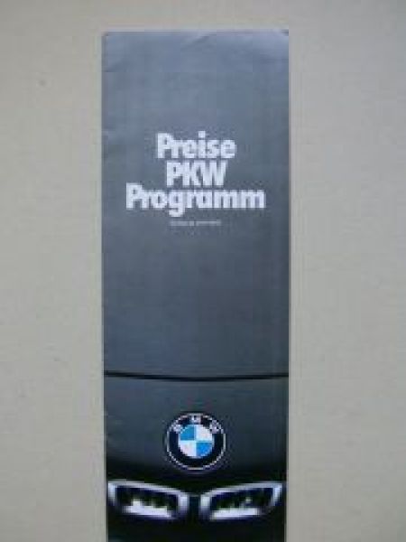 BMW Preisliste PKW Program 29.8.1979 E12 E21 E23 E24