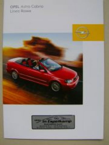 Opel Astra Cabrio Linea Rossa Prospekt August 2002 NEU