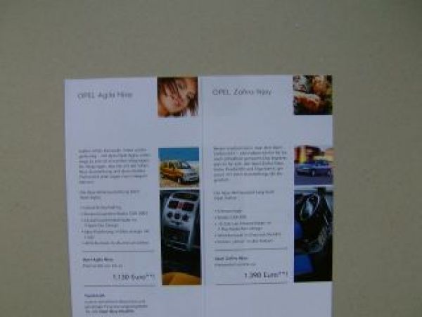 Opel Njoy Modelle Agila Corsa Astra Zafira Infoflyer Januar 2003