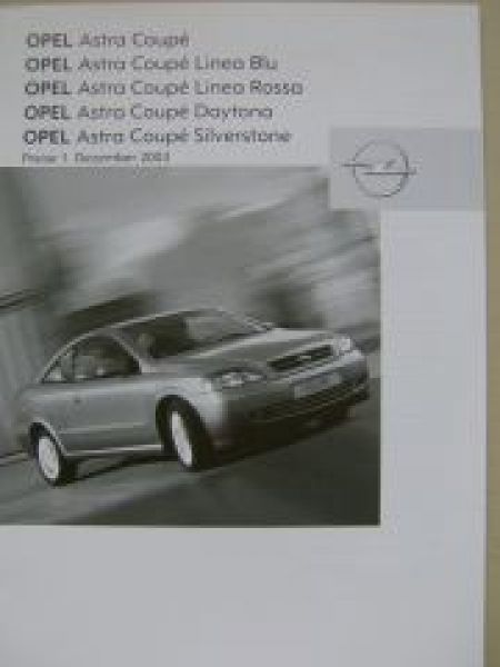 Opel Preisliste Astra Coupè +Sondermodelle Dezember 2003