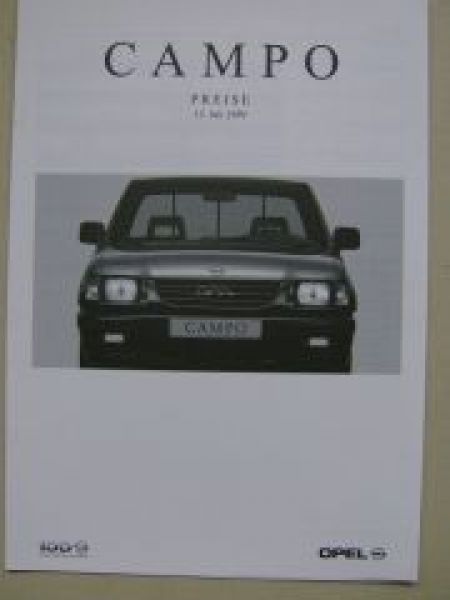 Opel Preisliste Campo Juli 1999