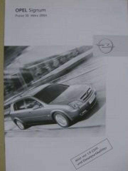 Opel Preisliste Signum März 2004