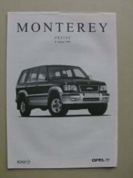 Opel Preisliste Monterey Januar 1999