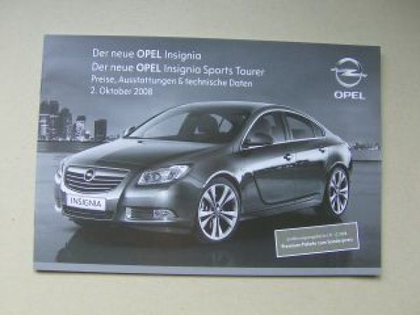 Opel Preisliste Insignia +Sports Tourer Oktober 2008