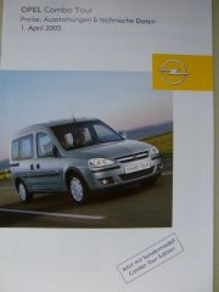 Opel Preisliste Combo Tour April 2005