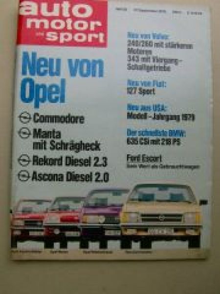 ams 20/1978 Opel Rekord E Diesel, BMW 635CSI E24,Fiat 127 Sport