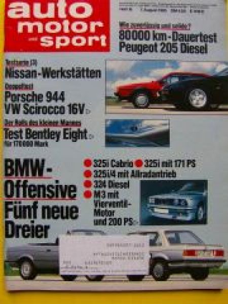 ams 16/1985 BMW Cabrio E30, 324d,M3,Dauertest Peugeot 205D