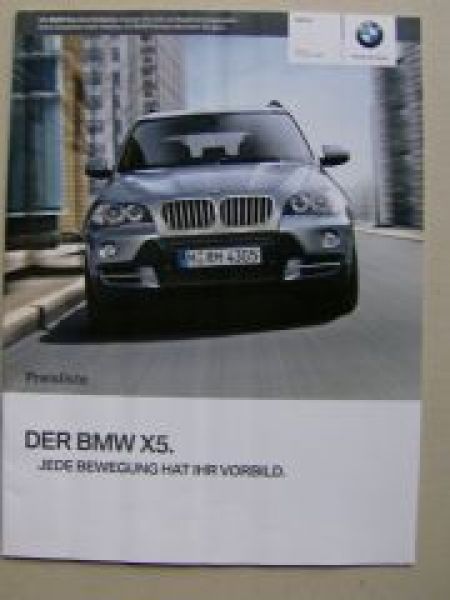 BMW X5 xDrive 30i 48i 30d 35d E70 Preisliste Oktober2009