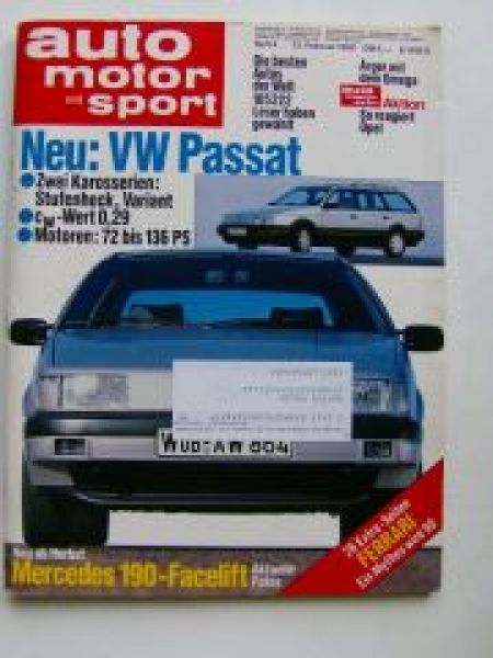ams 4/1988 VW Passat Typ35i, Mercedes 190 W201 Facelift
