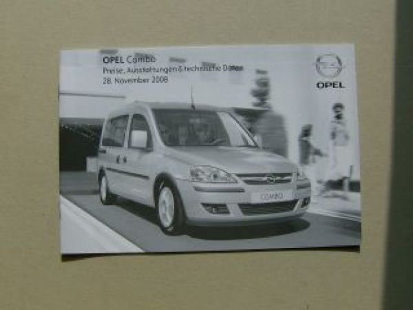 Opel Combo Preisliste November 2008
