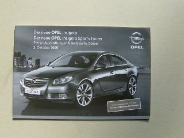 Opel Insigina +Sports Tourer Preisliste Oktober 2008