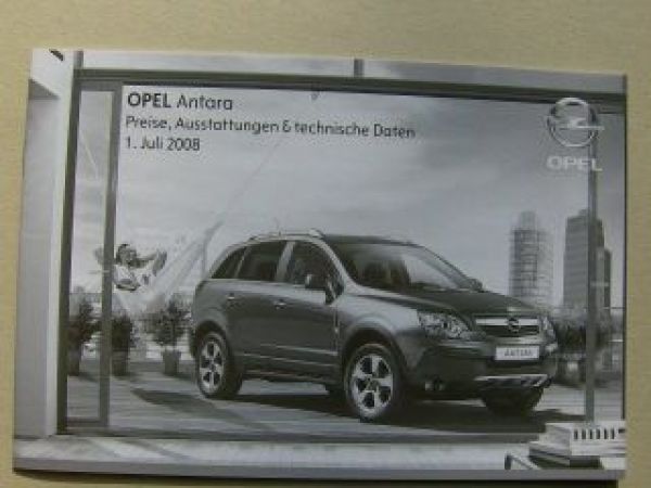 Opel Antara Preisliste Juli 2008 NEU