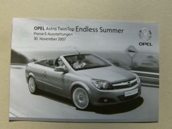 Opel Astra TwinTop Preisliste November 2007