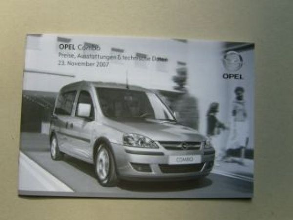 Opel Preisliste Combo November 2007 NEU