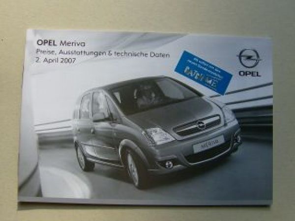 Opel Preisliste Meriva +CATCH Me April 2007