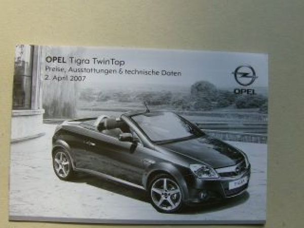 Opel Preisliste Tigra TwinTop April 2007
