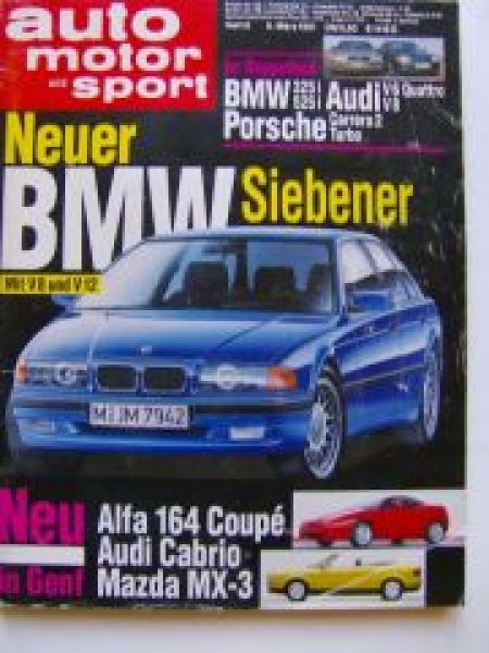 ams 6/1991 BMW 325i E36,525i E34,Audi V8, Chrysler Le Baron Cabr