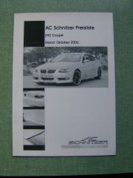 AC Schnitzer Preisliste E92 Coupe 2006
