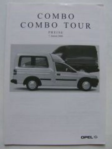 Opel Preisliste Combo +Tour Januar 2000 NEU