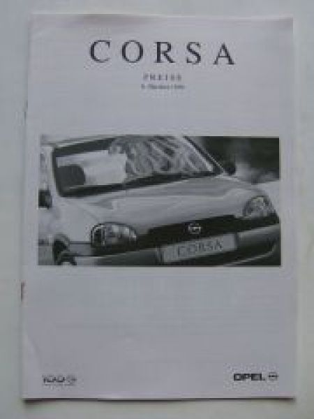 Opel Preisliste Corsa B Mai 1998 NEU