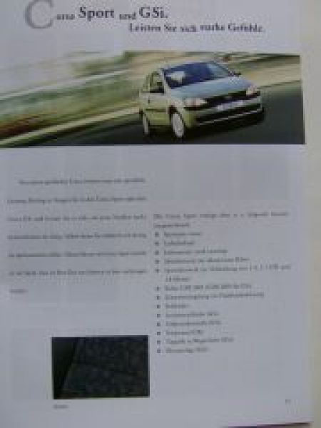 Opel Corsa C Prospekt Österreich September 2000