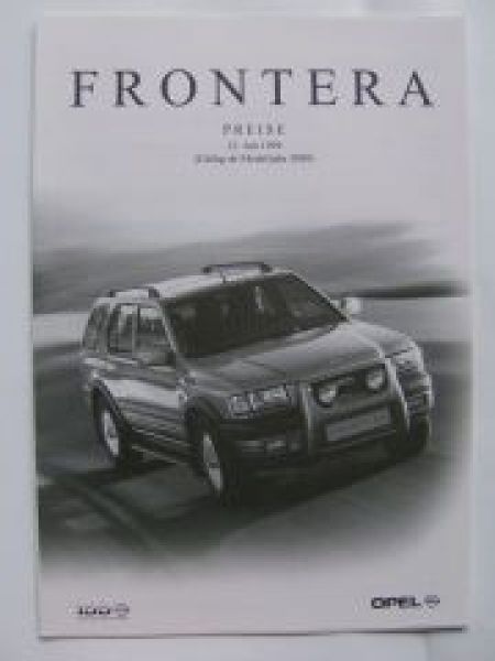 Opel Preisliste Frontera August 2001