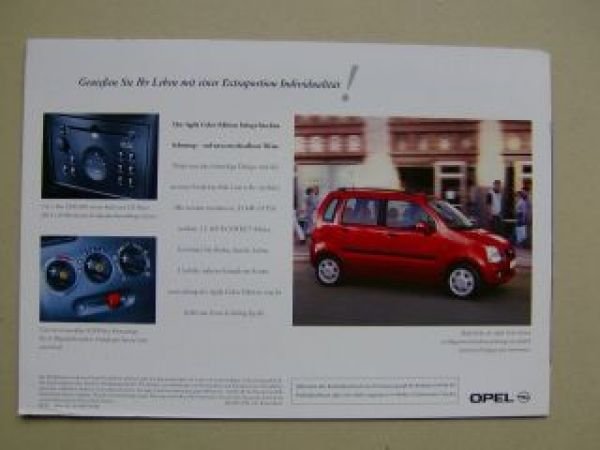 Opel Agila Color Edition Prospekt Januar 2002 NEU
