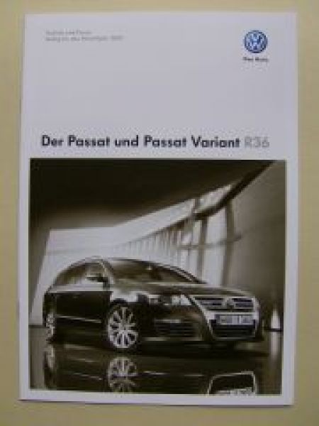 VW Passat +Variant R36 Prospekt 3C2 3C5 Oktober 2009