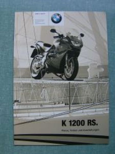 BMW Motorrad K 1200 RS Preisliste 2001 NEU
