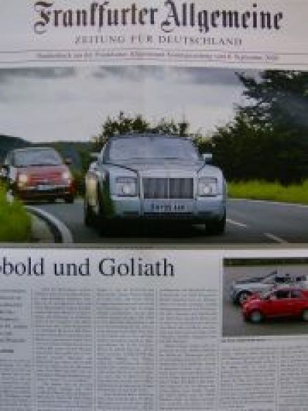 Süddeutsche Zeitung Fiat 500 C, FAZ Rolls-Royce Phantom Drophead