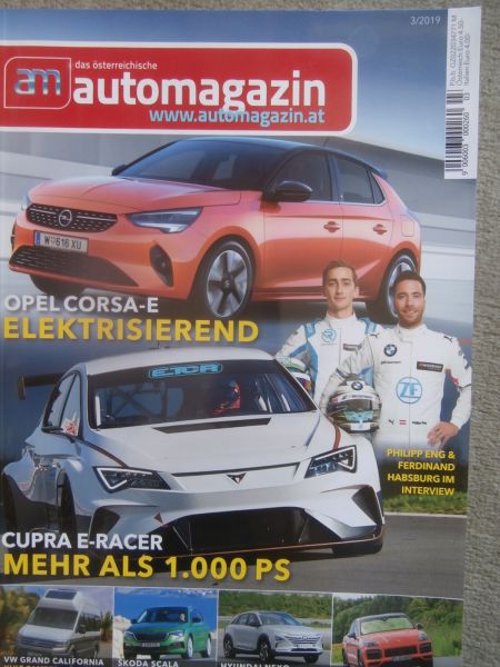 am automagazin Österreich 3/2019 Opel Corsa-E,Cupra E-Racer,VW Grand California,Scala,Nexo,Cayenne Coupé