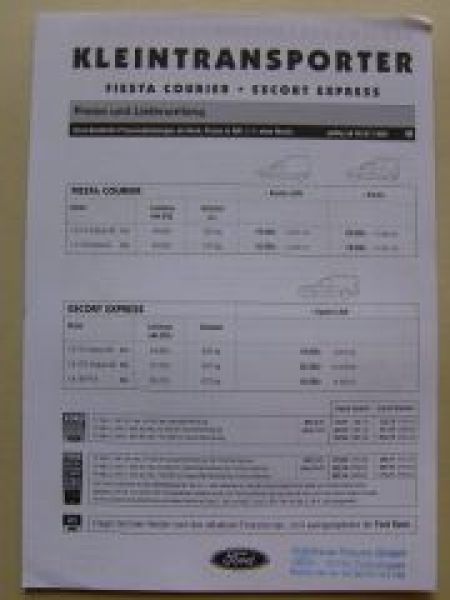 Ford Kleintransporter Fiesta Courier Escort Express Juni 1999