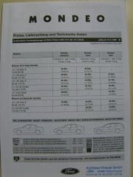 Ford Mondeo Dezember 1999 Ambiente Trend Ghia