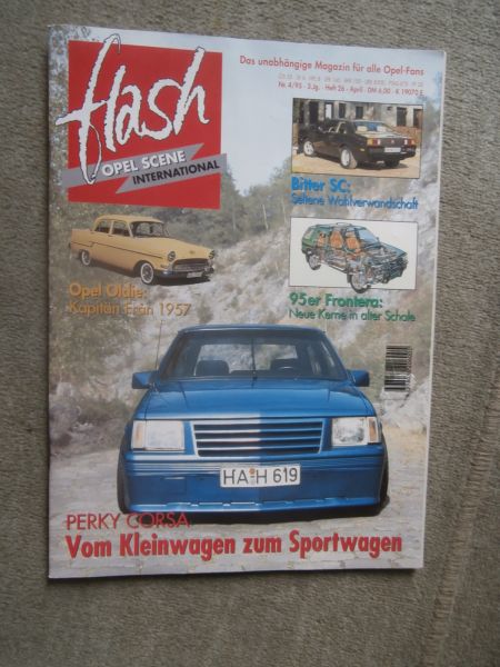 flash Opel Scene International 4/1995 Bitter SC,95er Frontera,1957 Kapitän,Corsa A CC, Kadett D Cabrio