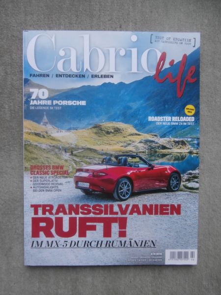 Cabrio life 2+3/2018 im MX-5 durch Rumänien,BMW 1600-2,Fiat 124 Spider,McLaren 570S,BMW Z4 M40i Test,BMW i8 Roadster