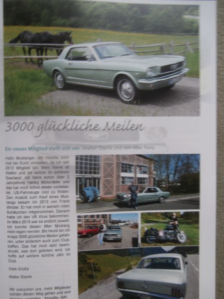 Mustang Inside Club Germany Clubzeitung 2/2016 70er T-5 Transam, Mustang Hardtop 1972,GT350,De Tomaso Mangusta