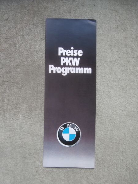 BMW Preisliste 316-323i E21,518-528i E12,728-733i E23,630CS 633CSI E24 August 1978