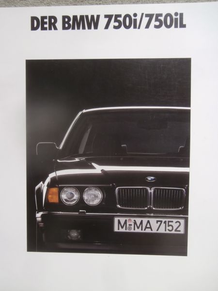 BMW 750i 750iL E32 Großformat E32 Prospekt September 1990+Highline