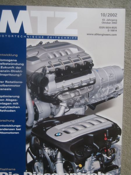 Motortechnische Zeitschrift 10/2002 die Dieselantriee der neuen BMW 7er Reihe E65,Audi 2.0l FSI Motor,Rotax Motor R-1503