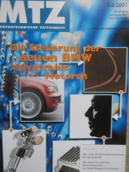 Motortechnische Zeitschrift 7/2001 die Steuerung der BMW Valvetronic Motoren,Audi A8 6.0L 12-Zylindermotor,V12 V16 Motorenreihe