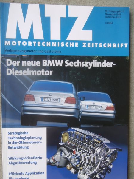 Motortechnische Zeitschrift 11/1998 BMW 530d 730d E39 E39 neue 6-Zylinder Dieselmotor,750i E38