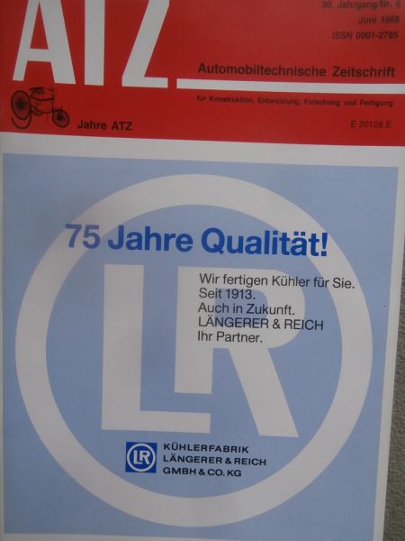 Automobil Technische Zeitschrift 6/1988 zum 90jährigen Bestehen der ATZ,Automobile im Deutschen Museum