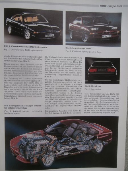 Automobiltechnische Zeitschrift 7+8/1990 BMW 850i E31 Gesamtfahrzeug und technische Daten,