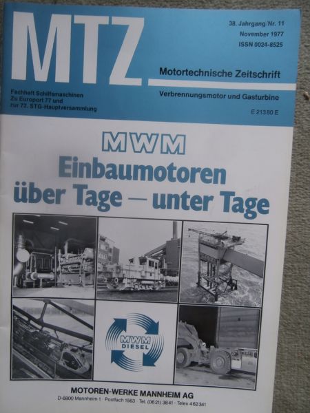 Motortechnische Zeitschrift 11/1977 IAA 1977 neue Fahrzeugmotoren mit Abgasturboladern,